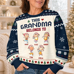 Custom Grandma Belongs To Family Christmas Gifts - Personalized Christmas Ugly Sweater - Made For Merry Moments