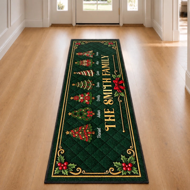 Custom Family Christmas Decor - Personalized Runner Rug - Christmas Gift