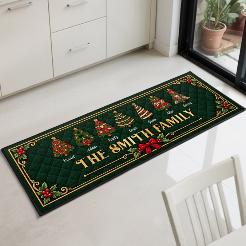 Custom Family Christmas Decor - Personalized Runner Rug - Christmas Gift