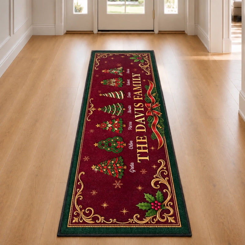Custom Christmas Family Name Decor - Personalized Runner Rug - Holiday Gift