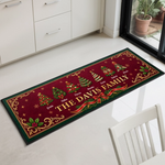 Custom Christmas Family Name Decor - Personalized Runner Rug - Holiday Gift