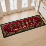 Custom Christmas Family Name Decor - Personalized Runner Rug - Holiday Gift