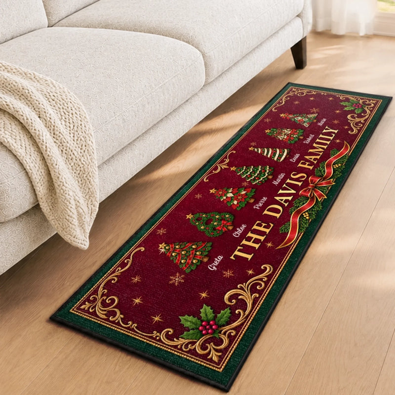 Custom Christmas Family Name Decor - Personalized Runner Rug - Holiday Gift