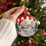 Custom Baby’s First Christmas Portrait Gifts - Personalized Photo Ceramic Ornament - Christmas Magic Starts Here