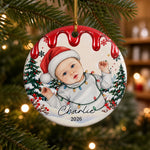 Custom Baby’s First Christmas Portrait Gifts - Personalized Photo Ceramic Ornament - Christmas Magic Starts Here