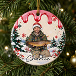 Custom Photo Christmas Fishing Gifts - Personalized Ceramic Ornament - Enjoy Life