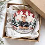 Custom Photo Christmas Sport Soccer Gifts - Personalized Ceramic Ornament - Powered By Passion