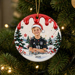 Custom Photo Christmas Sport Soccer Gifts - Personalized Ceramic Ornament - Powered By Passion