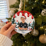 Custom Photo Christmas Sport Soccer Gifts - Personalized Ceramic Ornament - Powered By Passion