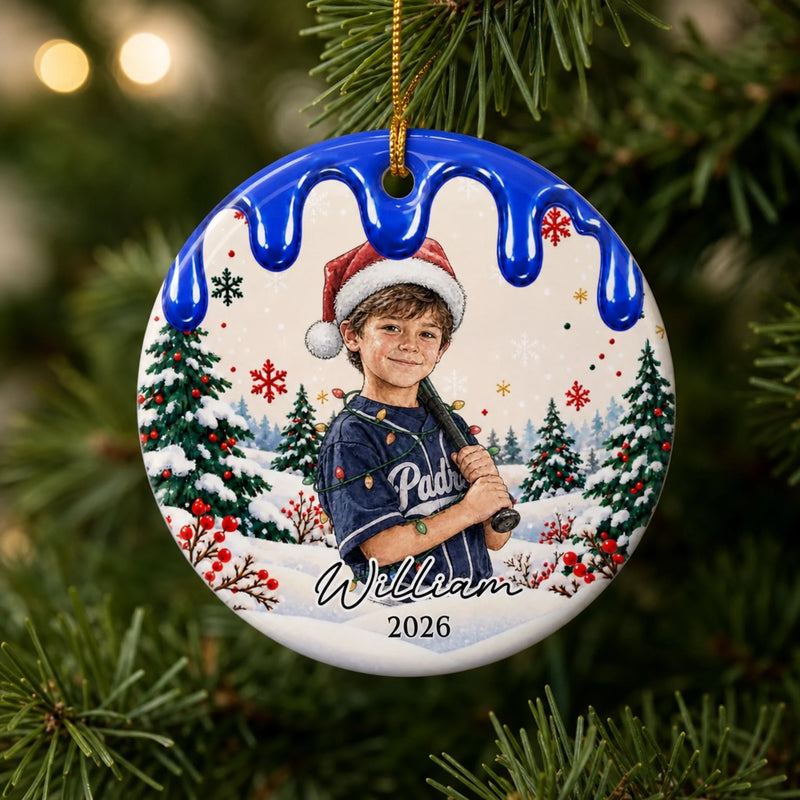 Custom Photo Christmas Sport Gifts - Personalized Ceramic Ornament - A Little Hobby