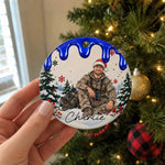 Custom Hunting Christmas Portrait Gifts - Personalized Photo Ceramic Ornament - Holiday Cheer Meets The Wild