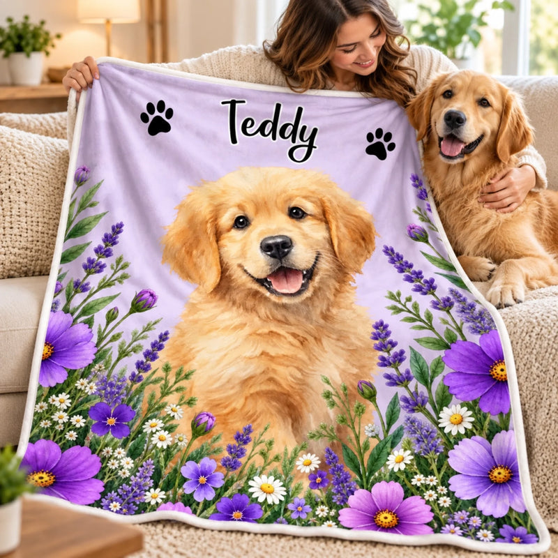 Custom Name Golden Retriever Gifts for Pet Lovers - Personalized Blanket - A Garden Made For Your Best Buddy
