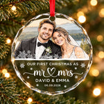Custom Photo First Christmas Wedding Gifts for Couples - Personalized Glass Ornament - Christmas For Two