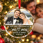 Custom Photo First Christmas Wedding Gifts for Couples - Personalized Glass Ornament - Christmas For Two
