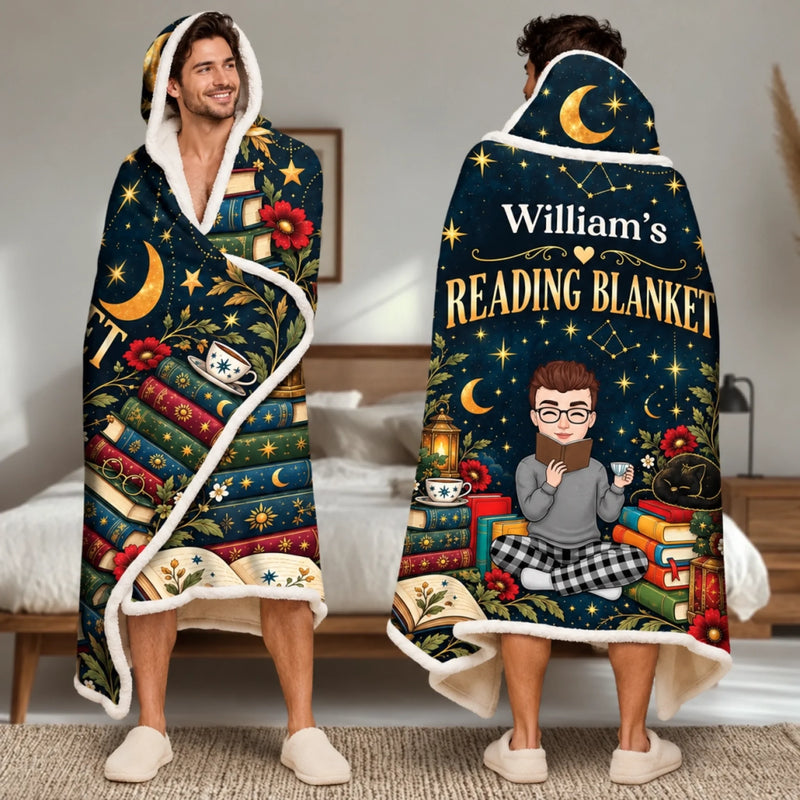 Custom Name Reading Gifts for Book Lovers - Personalized Wearable Blanket Hoodie - My Universal