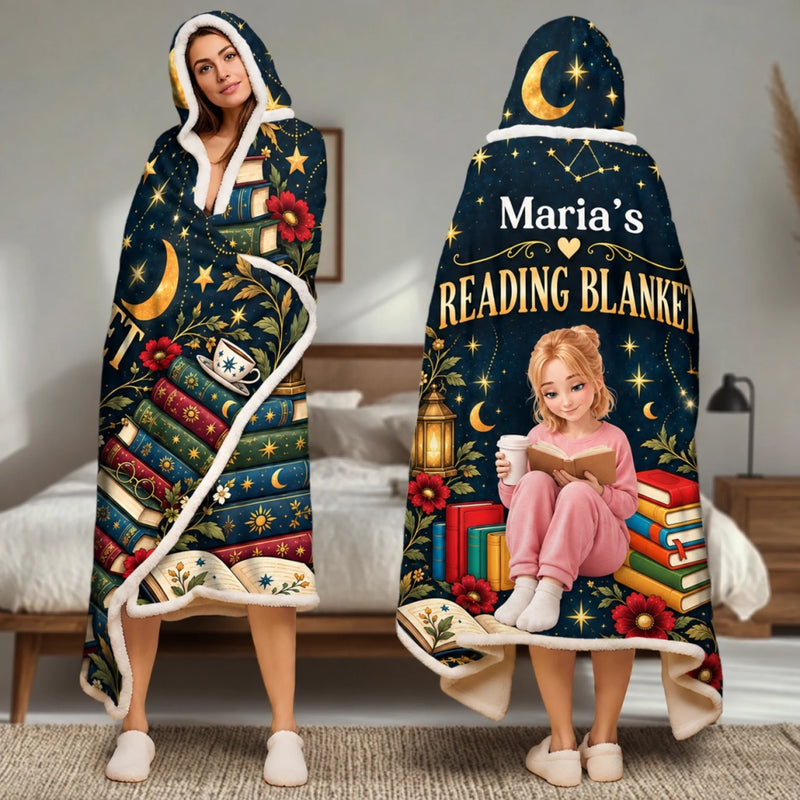 Custom Name Reading Gifts for Book Lovers - Personalized Wearable Blanket Hoodie - Time For Books