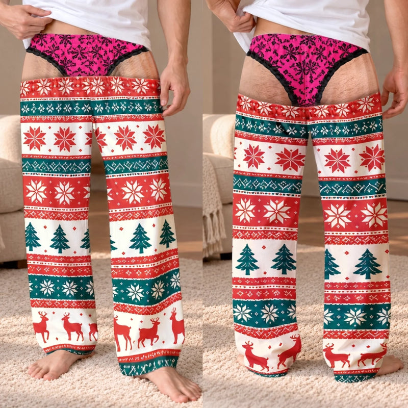 Funny Christmas Underwear Reveal Gifts for Men - Pajama Pants - Enjoy The Holiday