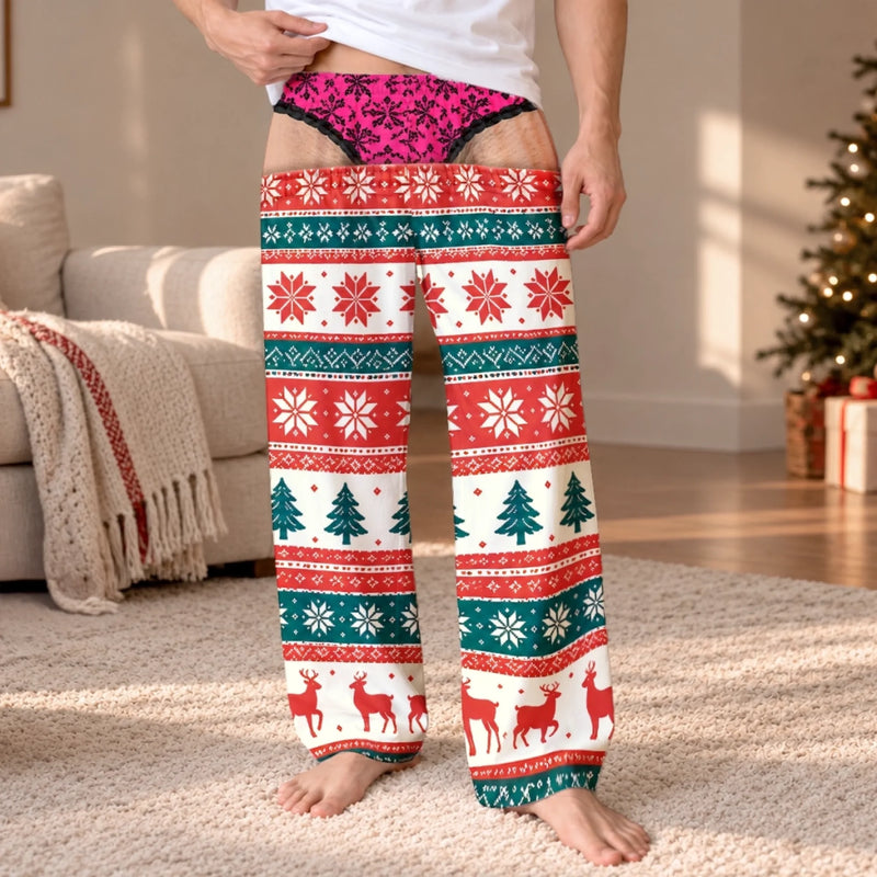 Funny Christmas Underwear Reveal Gifts for Men - Pajama Pants - Enjoy The Holiday