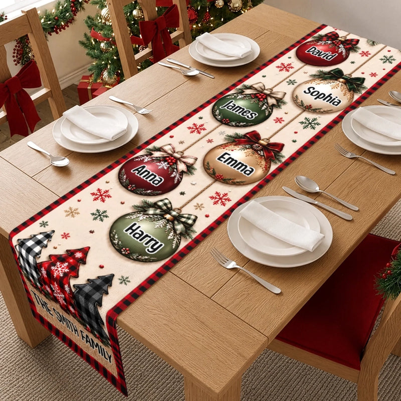 Custom Name Christmas Ornament Table Decor - Personalized Table Runner - Better Together