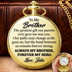 Custom Brother Love Gifts - Personalized Pocket Watch - Lucky To Have You