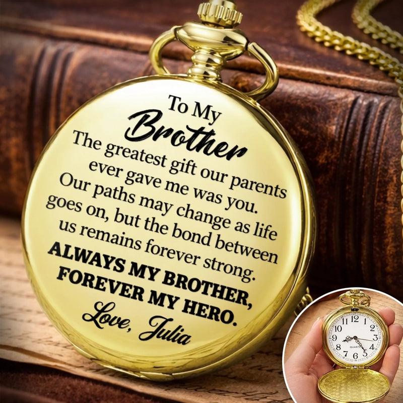 Custom Brother Love Gifts - Personalized Pocket Watch - Lucky To Have You