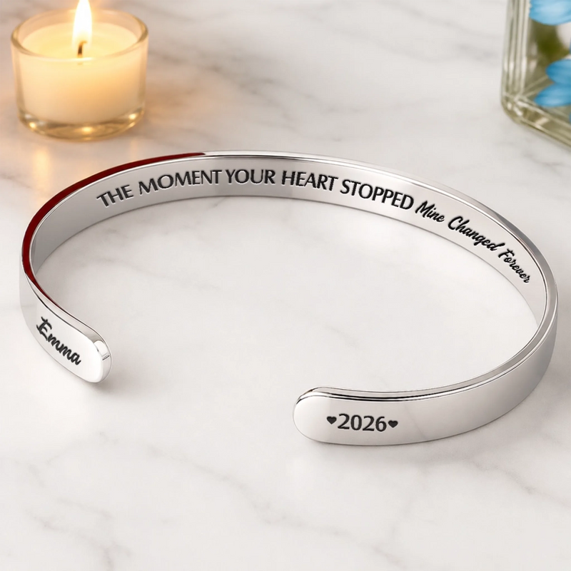 Custom Name Memorial Keepsake Gifts - Personalized Cuff Bangle Bracelet - One Moment Changed Forever