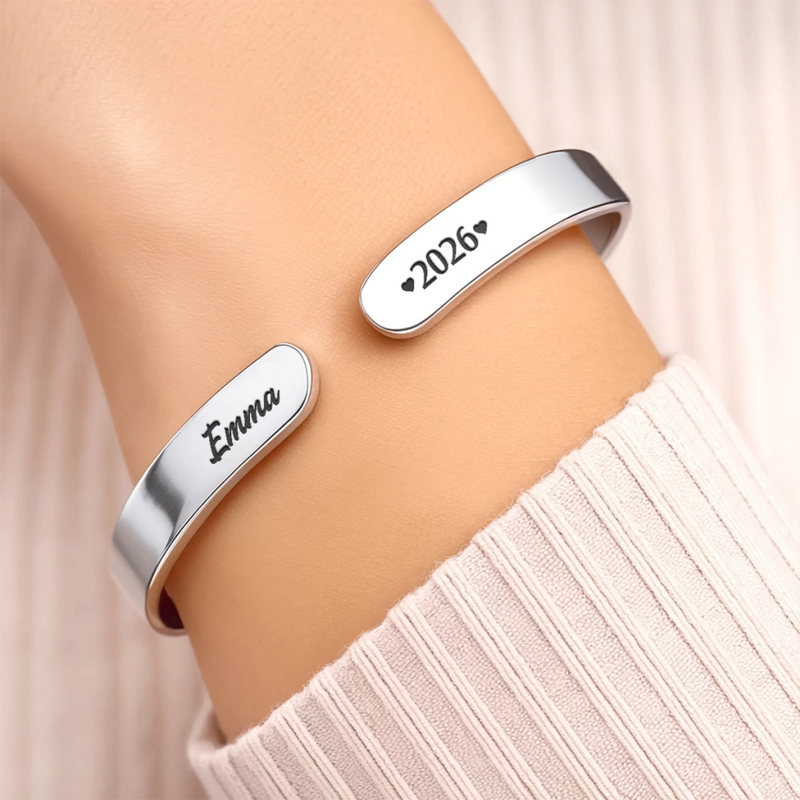 Custom Name Memorial Keepsake Gifts - Personalized Cuff Bangle Bracelet - One Moment Changed Forever