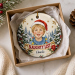 Custom Photo Naughty List Christmas Gifts for Kids - Personalized Ornament - Nice List