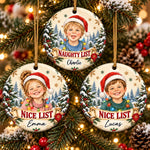 Custom Photo Naughty List Christmas Gifts for Kids - Personalized Ornament - Nice List
