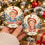 Custom Photo Naughty List Christmas Gifts for Kids - Personalized Ornament - Nice List