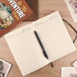 Custom Name RV Camping Couple Gifts - Personalized Leather Journal - And So the Adventure Begin