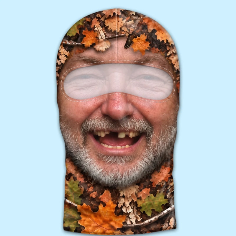 Funny Bearded Mountain Man Camouflage Design - Personalized Hunting Mask - Laughing Leaf
