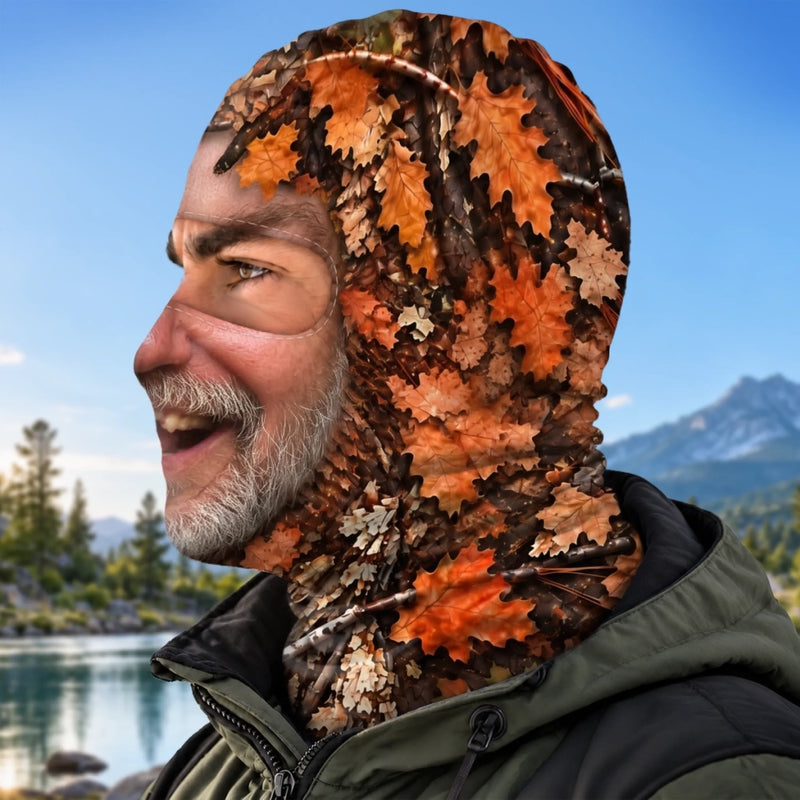Funny Bearded Mountain Man Camouflage Design - Personalized Hunting Mask - Laughing Leaf