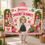 Custom Name Crochet Gifts for Women - Personalized Wearable Blanket Hoodie - Crochet Blanket