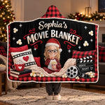 Custom Name Christmas Movie Night Gifts for Kids - Personalized Wearable Blanket Hoodie - Movie Night
