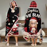 Custom Name Christmas Movie Night Gifts for Kids - Personalized Wearable Blanket Hoodie - Movie Night