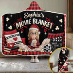 Custom Name Christmas Movie Night Gifts for Kids - Personalized Wearable Blanket Hoodie - Movie Night