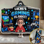 Custom Name Gaming Gifts for Kids - Personalized Wearable Blanket Hoodie - Gaming Blanket