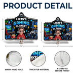 Custom Name Gaming Gifts for Kids - Personalized Wearable Blanket Hoodie - Gaming Blanket