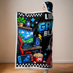 Custom Name Gaming Gifts for Kids - Personalized Wearable Blanket Hoodie - Gaming Blanket