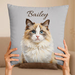 Custom Name Cat Gifts for Cat Lovers - Personalized Photo Pillow - Love At First Paw
