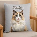 Custom Name Cat Gifts for Cat Lovers - Personalized Photo Pillow - Love At First Paw
