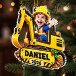 Custom Photo Construction Christmas Gifts for Kids - Personalized Acrylic Ornament - Big Builds Ahead