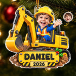 Custom Photo Construction Christmas Gifts for Kids - Personalized Acrylic Ornament - Big Builds Ahead