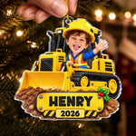 Custom Photo Construction Christmas Gifts for Kids - Personalized Acrylic Ornament - Big Builds Ahead