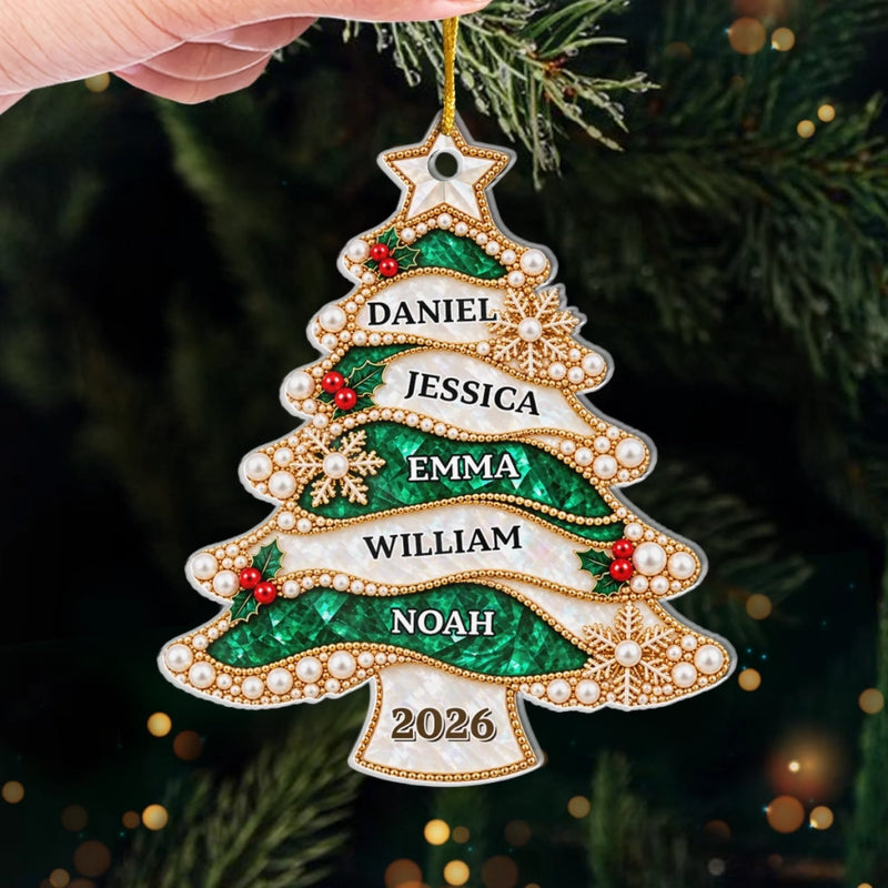 Custom Name Christmas Family Gifts - Personalized Acrylic Ornament - Christmas Tree