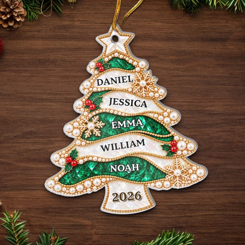 Custom Name Christmas Family Gifts - Personalized Acrylic Ornament - Christmas Tree