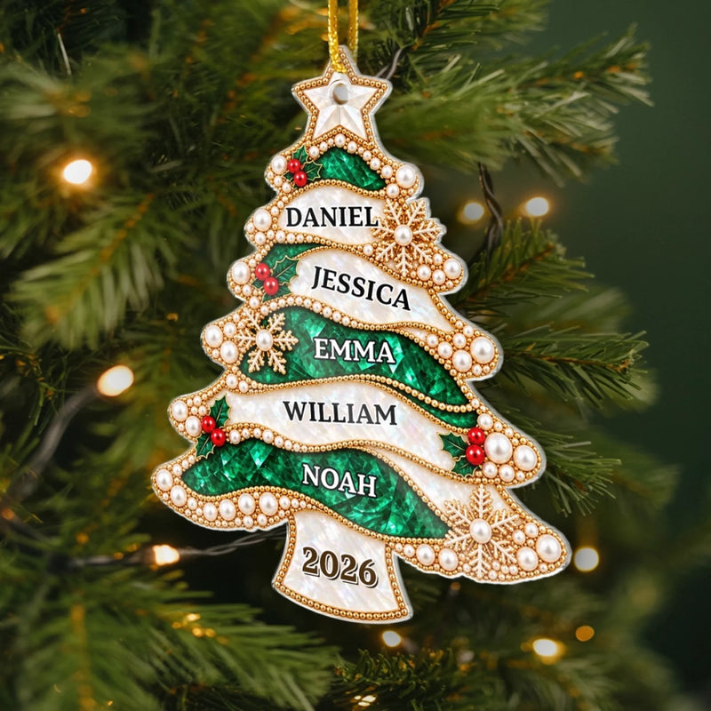 Custom Name Christmas Family Gifts - Personalized Acrylic Ornament - Christmas Tree