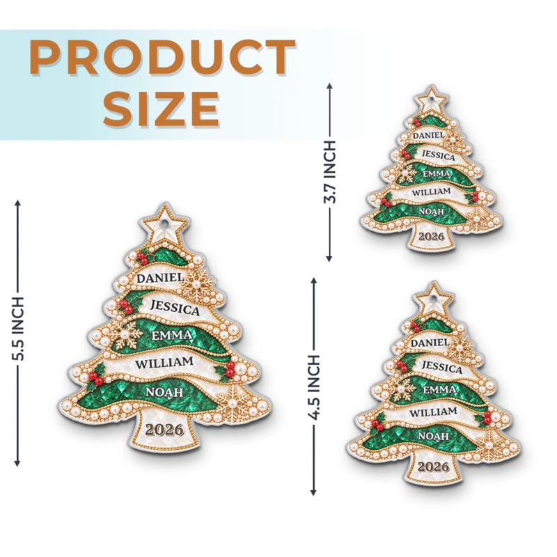 Custom Name Christmas Family Gifts - Personalized Acrylic Ornament - Christmas Tree