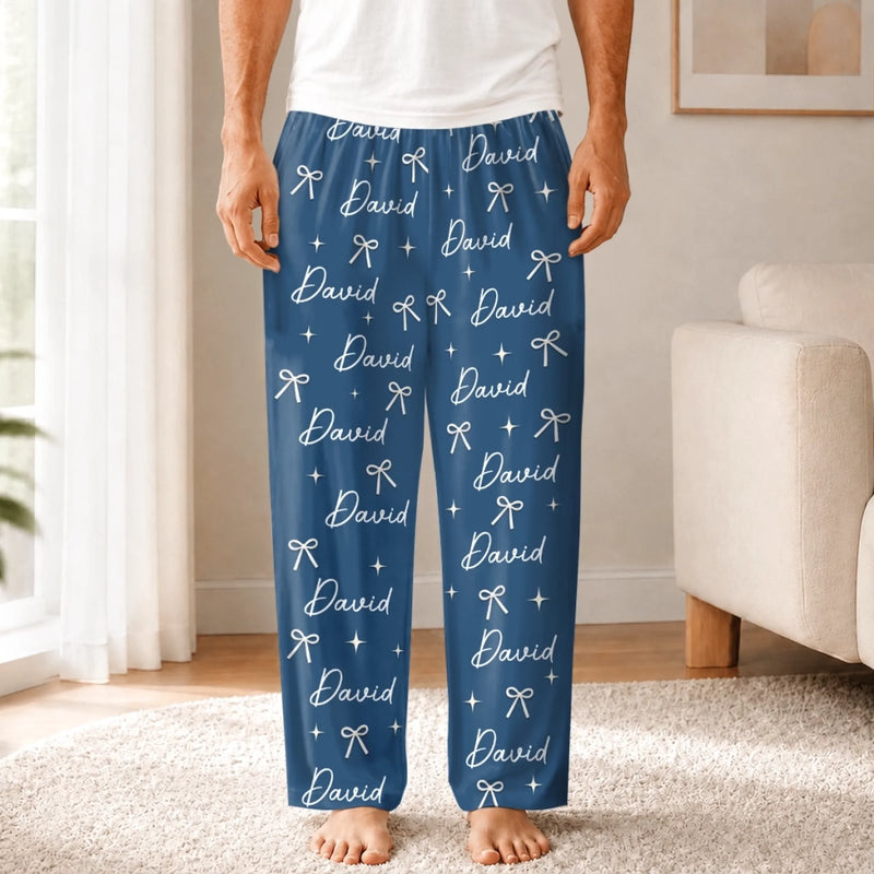 Custom Name Bow and Star Holiday Gifts for Families - Personalized Pajama Pants - Piece Of You